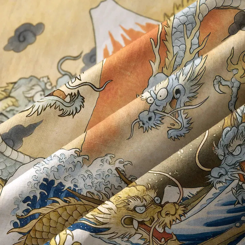 Japanese Dragon Button-up Shirt for Summer
