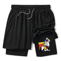Kyoto-Lion Geometric Cat Art In Primary Colors Training Shorts