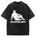 Kyoto-Lion Funny Man Has Curves Washed T-Shirt