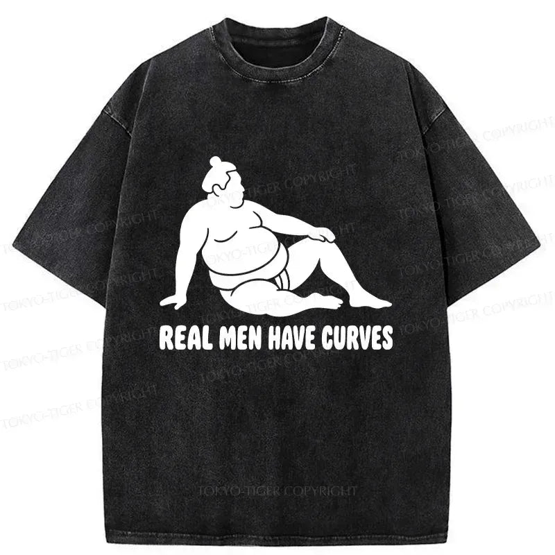 Kyoto-Lion Funny Man Has Curves Washed T-Shirt