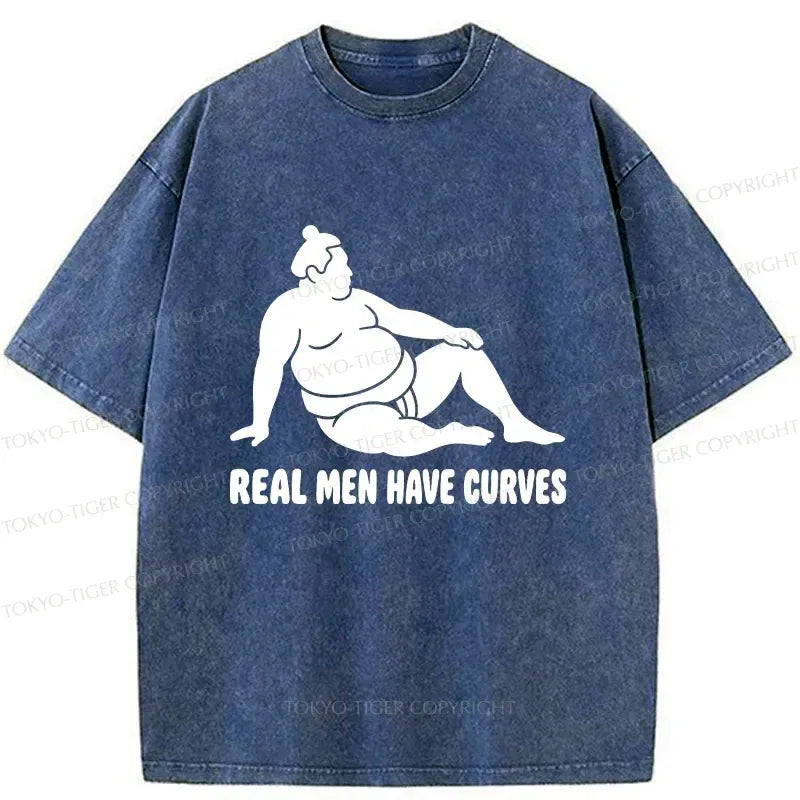 Kyoto-Lion Funny Man Has Curves Washed T-Shirt