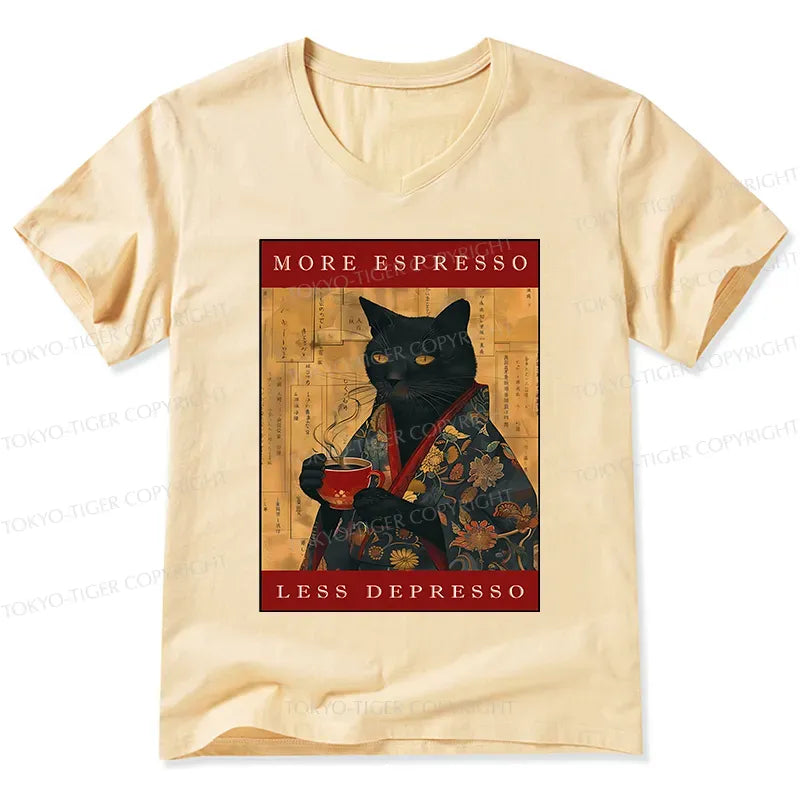 Japanese Vintage Cat V-Neck Top