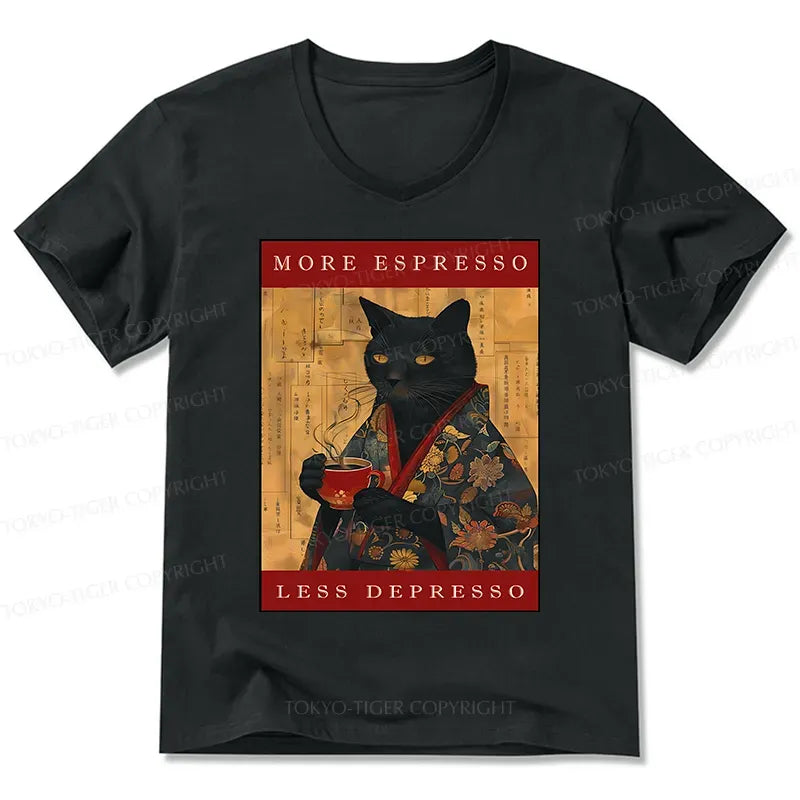 Japanese Vintage Cat V-Neck Top