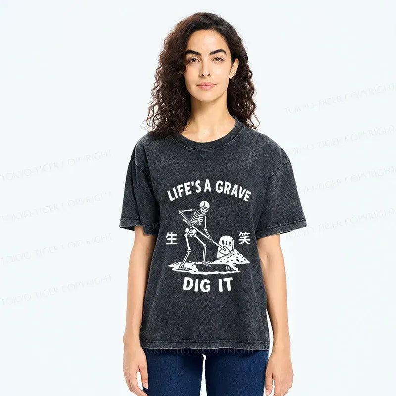 Kyoto-Lion Digging Graves Washed T-Shirt
