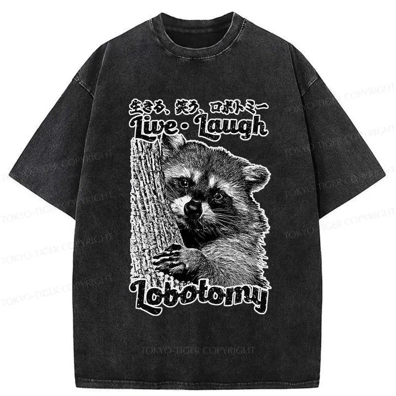 Funny Kyoto-Lion Washed T-Shirt for Daily Wear