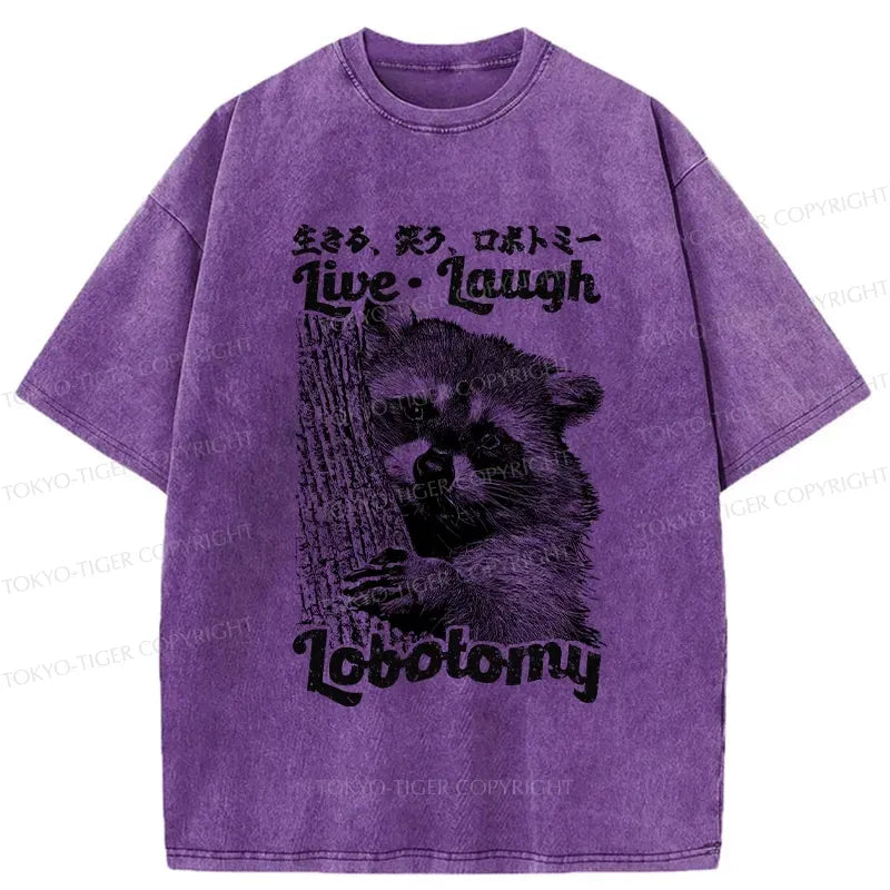 Kyoto-Lion Funny Live Laugh Lobotomy Washed T-Shirt