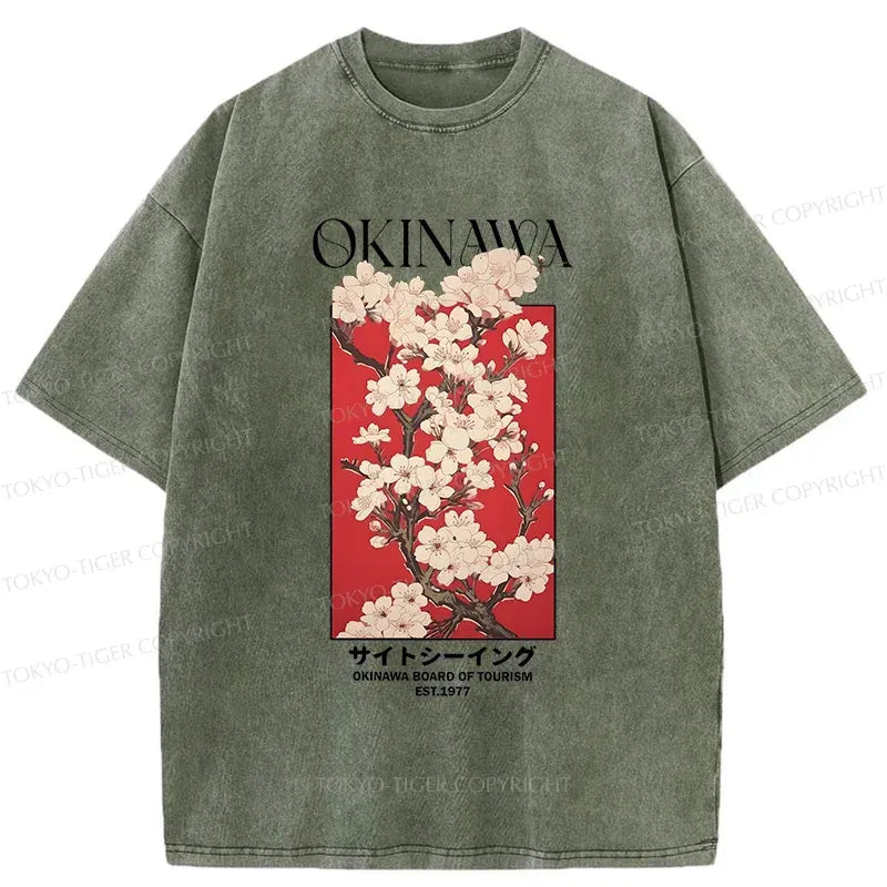 Japanese Sakura Washed T-Shirt for Summer