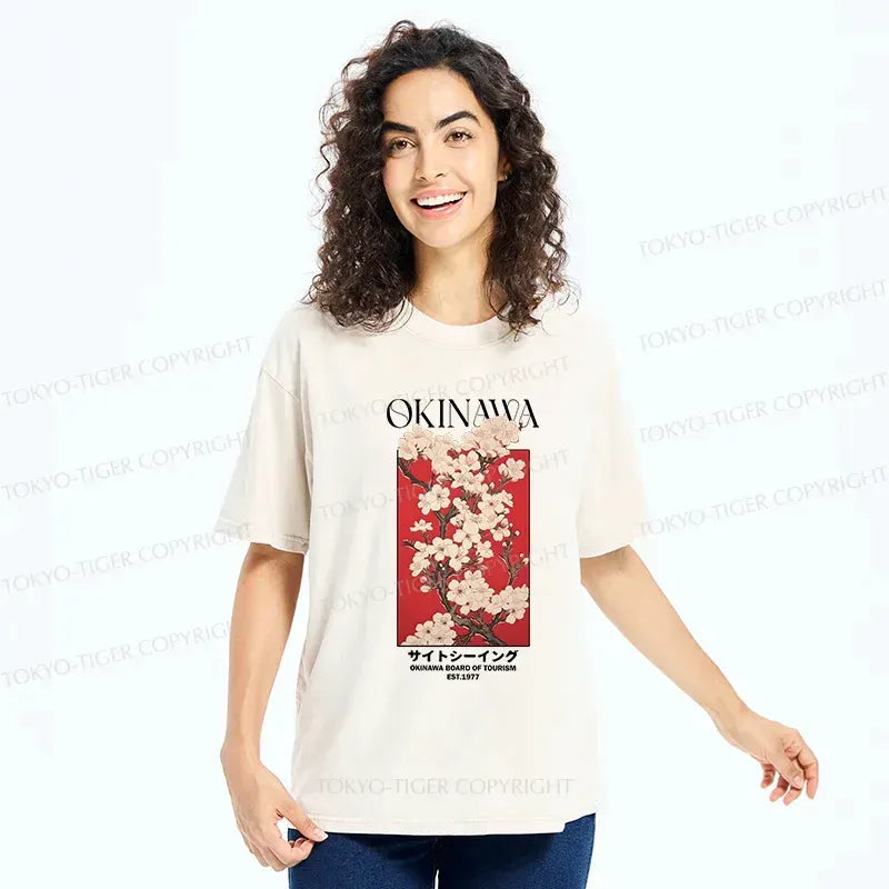 Japanese Sakura Washed T-Shirt for Summer