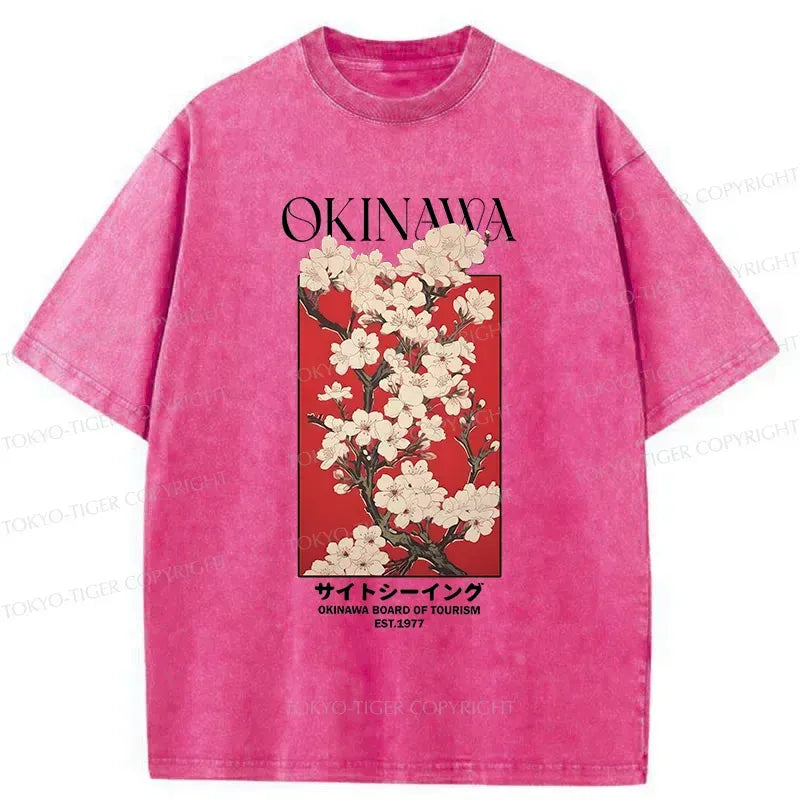 Japanese Sakura Washed T-Shirt for Summer