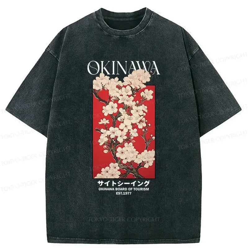 Japanese Sakura Washed T-Shirt for Summer