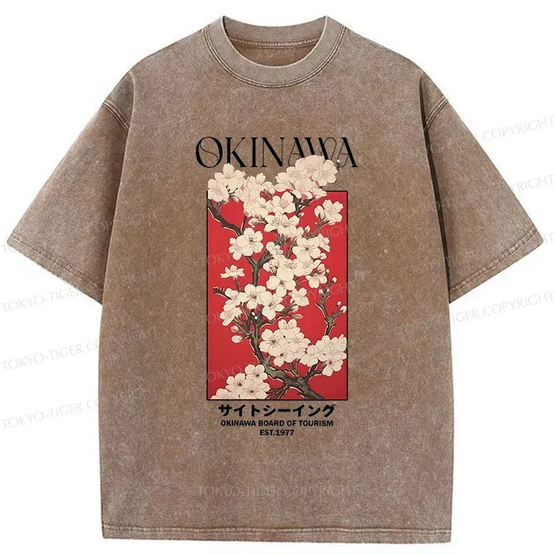Japanese Sakura Washed T-Shirt for Summer
