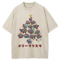 Kyoto-Lion Moo Deng Christmas Tree Japanese Washed T-Shirt