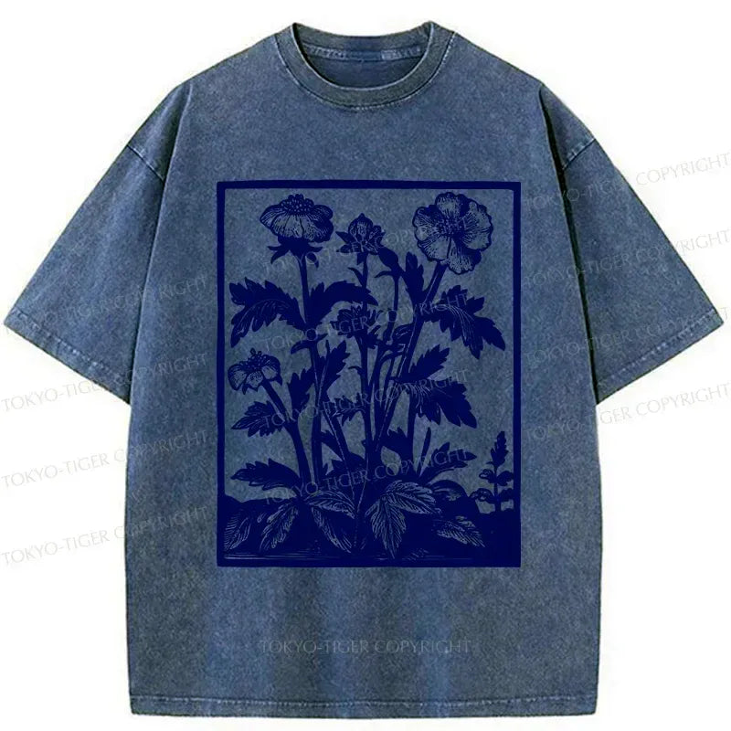 Kyoto-Lion Vintage Japanese Plants Washed T-Shirt