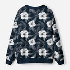 Kyoto-Lion Floral Leaf Silhouette Ugly Cardigan Sweater