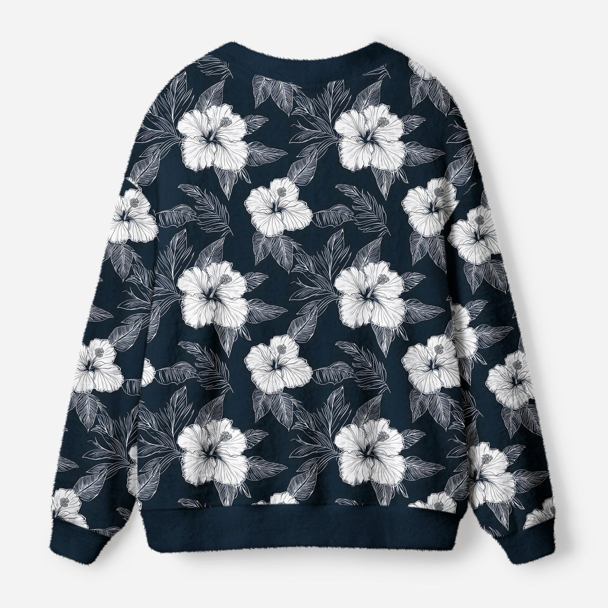 Kyoto-Lion Floral Leaf Silhouette Ugly Cardigan Sweater
