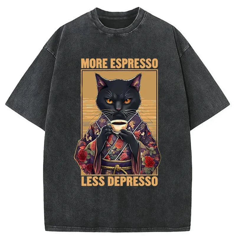 Funny Japanese Washed T-Shirt for Daily Wear
