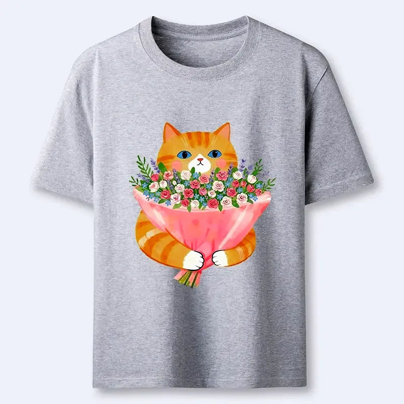 Kyoto-Lion Cozy Cat Offering A Bouquet Classic T-Shirt