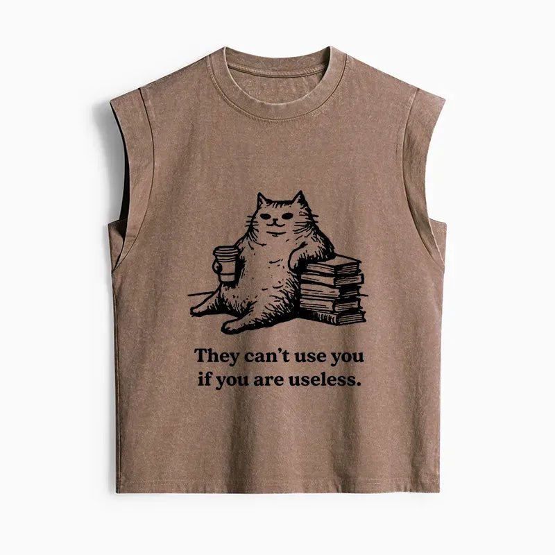 Kyoto-Lion Cat Proving Uselessness Is A Superpower Women's Washed Tank Tops