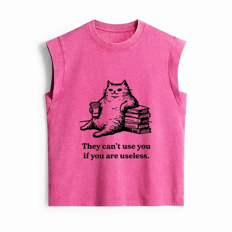 Kyoto-Lion Cat Proving Uselessness Is A Superpower Women's Washed Tank Tops
