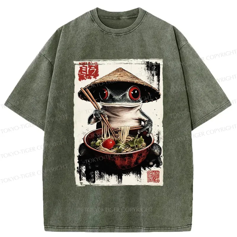 Retro Frog Ramen T-Shirt for Daily Wear