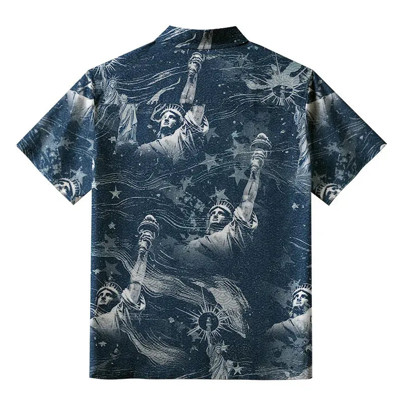 Kyoto-Lion Statue Of Liberty Button-up Shirt