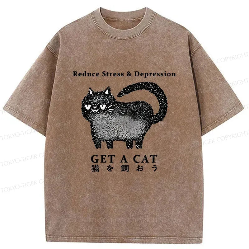 Kyoto-Lion Adopt A Cat Washed T-Shirt