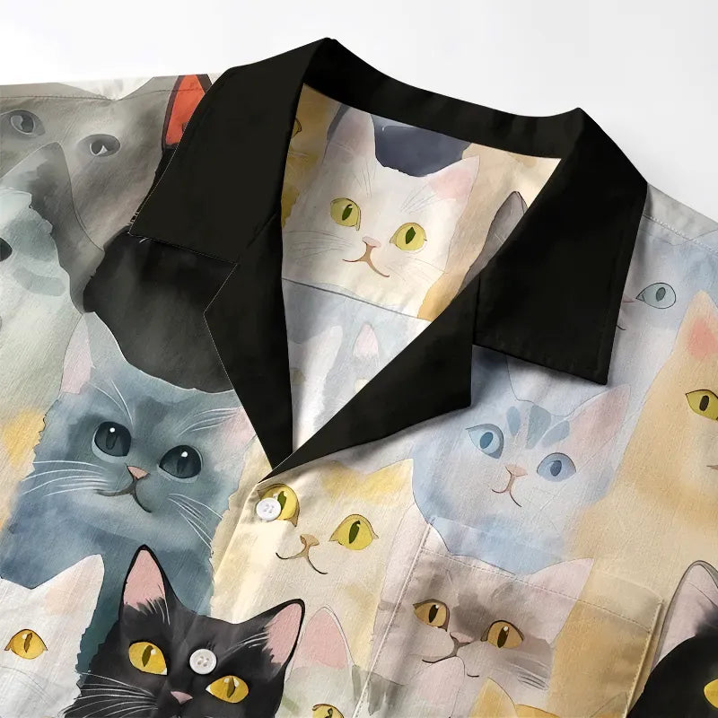 Kyoto-Lion Adorable Cats Aloha Hawaiian Shirt