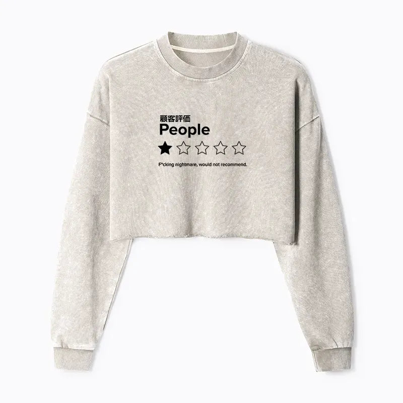 Kyoto-Lion Washed Crop Sweatshirt for Women