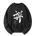 Japanese Zen Washed Sweatshirt for Daily Wear