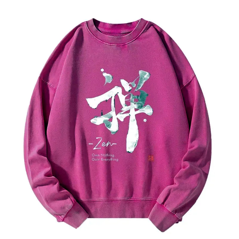 Kyoto-Lion Zen Texts Washed Sweatshirt