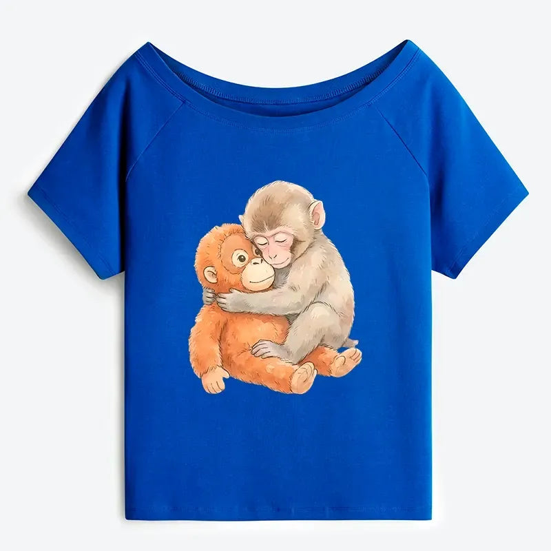 Kyoto-Lion Poor Punch Off Shoulder T-Shirt