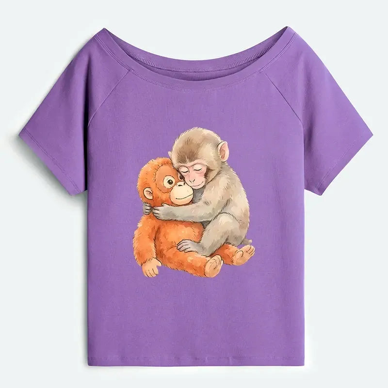 Kyoto-Lion Poor Punch Off Shoulder T-Shirt