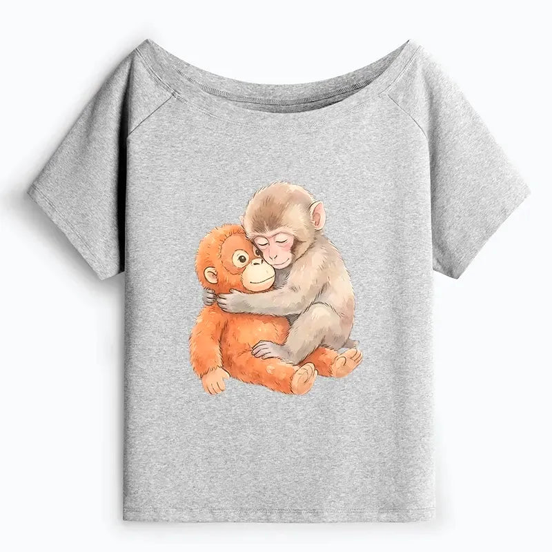 soft comfortable cotton off shoulder t-shirt