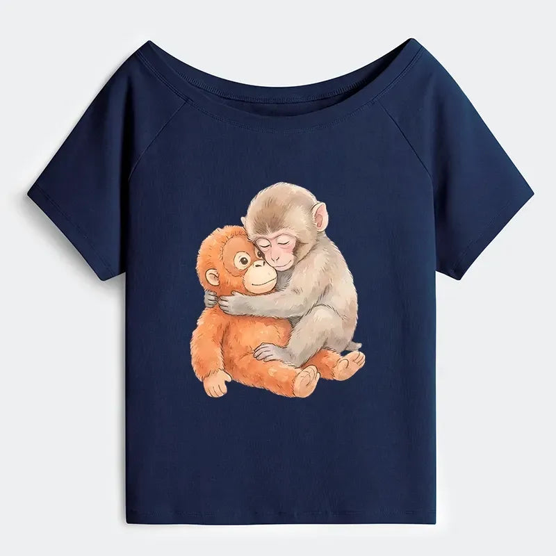 kyoto lion off shoulder t-shirt for women