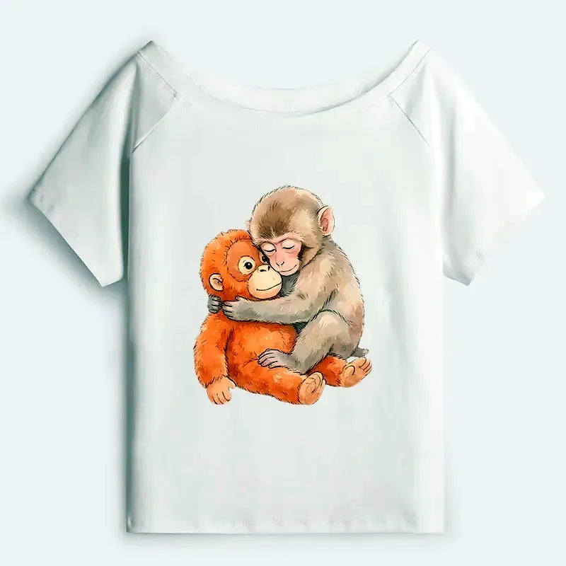 Kyoto-Lion Poor Punch Off Shoulder T-Shirt