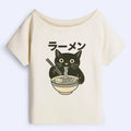 Comfortable Japanese Black Cat Tee