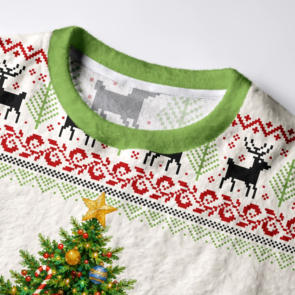 Kyoto-Lion Christmas Cat Chaos Fuzzy Christmas Ugly Sweatshirt