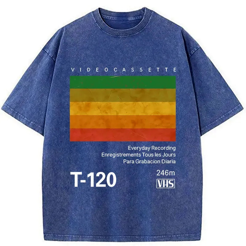 Japanese retro VHS T-shirt for daily wear
