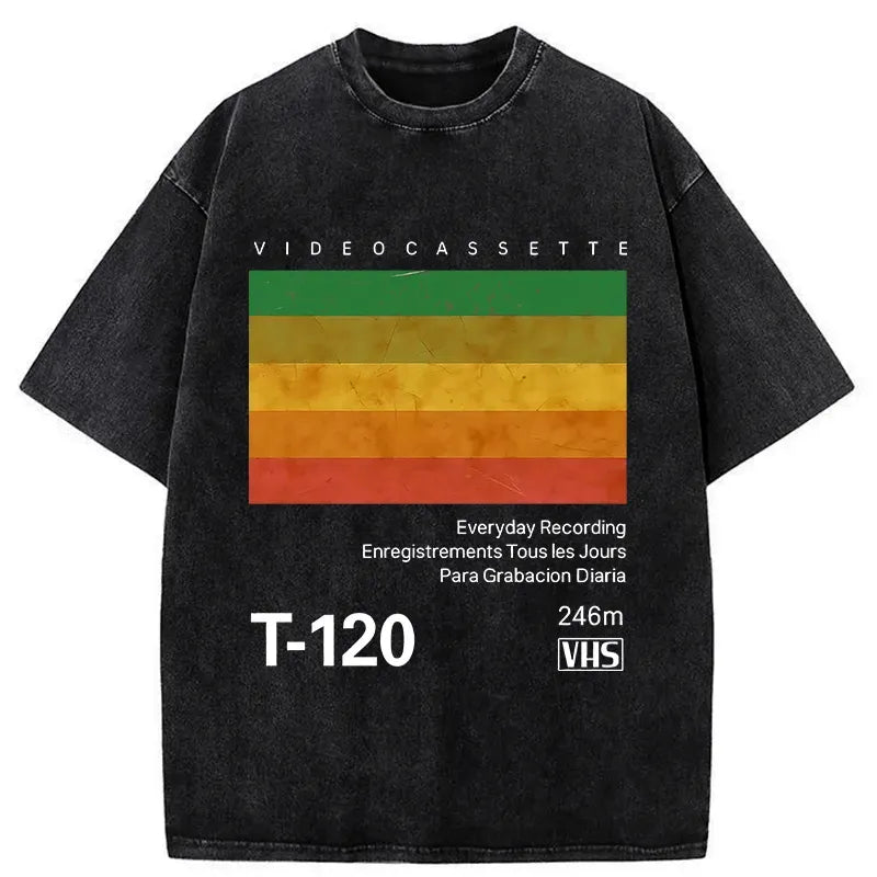 Japanese retro VHS T-shirt for daily wear