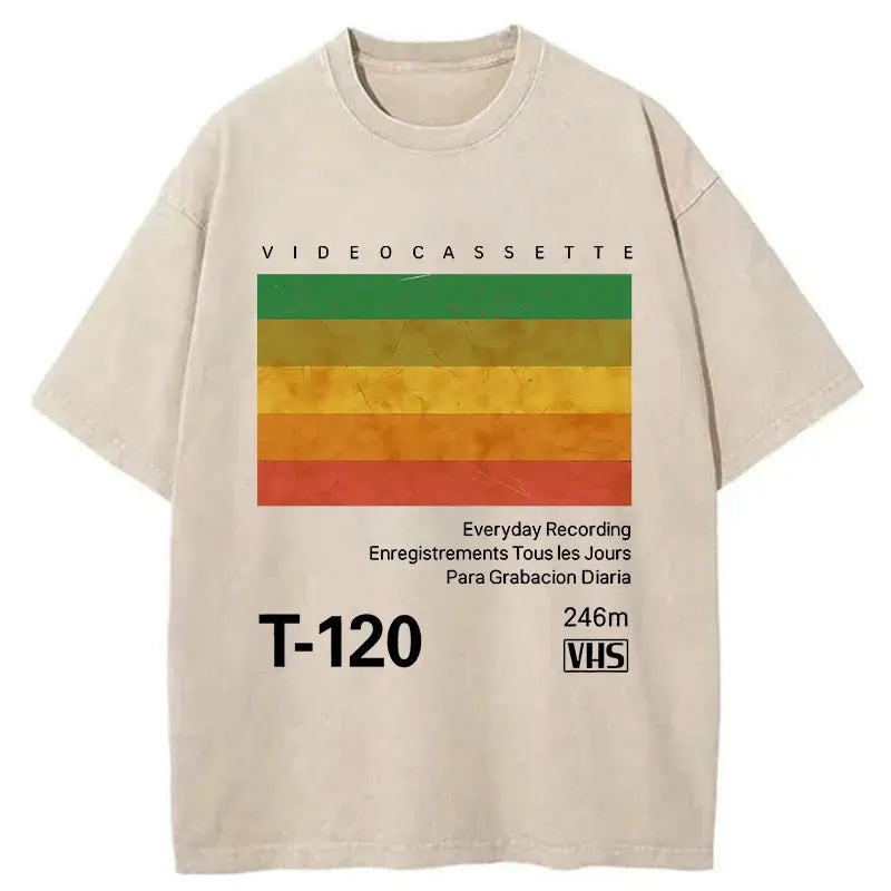 Japanese retro VHS T-shirt for daily wear