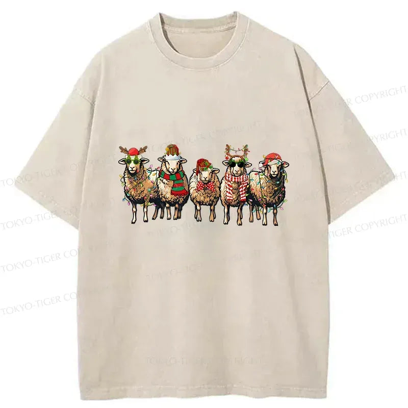 Kyoto-Lion Christmas Sheep Washed T-Shirt