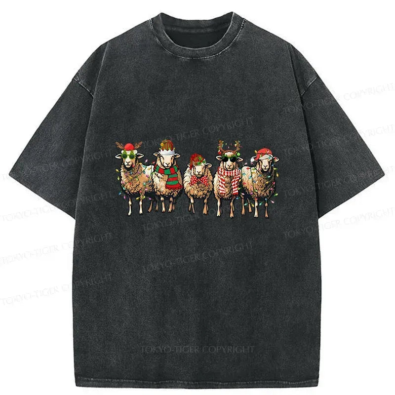 Kyoto-Lion Christmas Sheep Washed T-Shirt