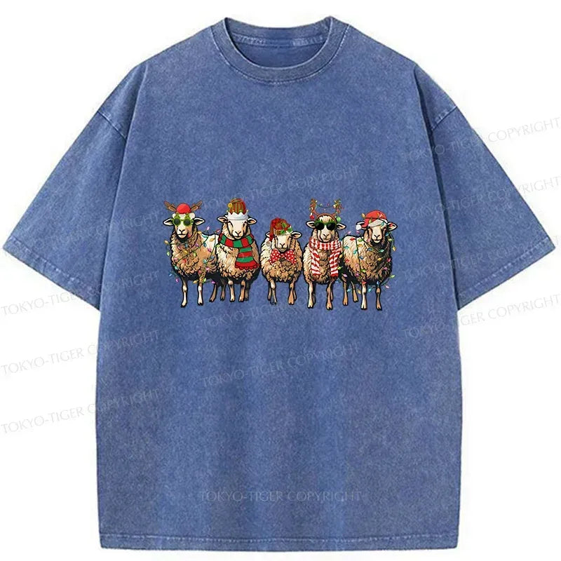 Kyoto-Lion Christmas Sheep Washed T-Shirt