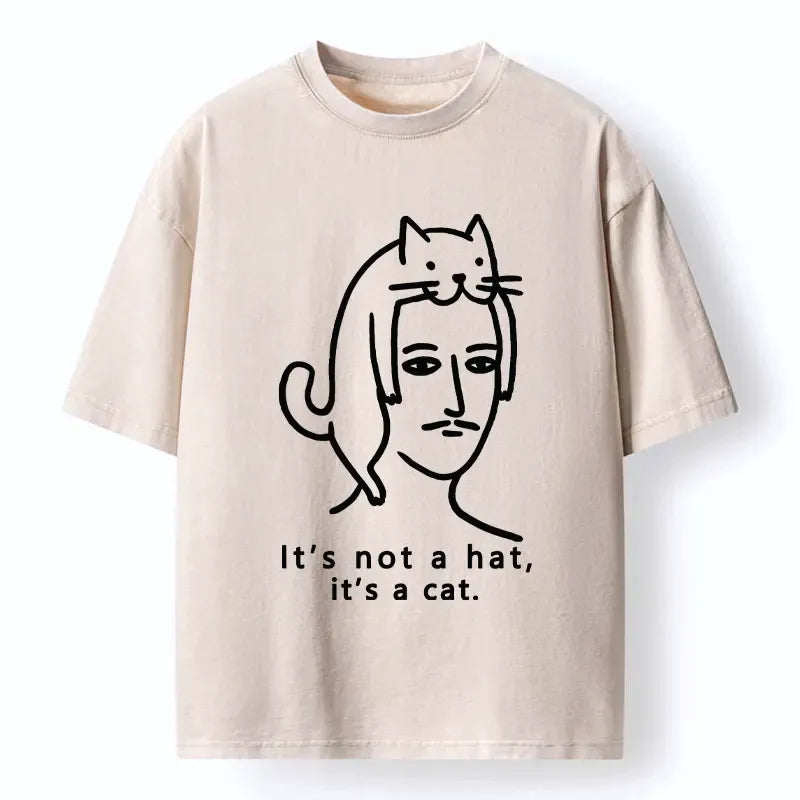 Funny Cat Washed T-Shirt for Streetwear