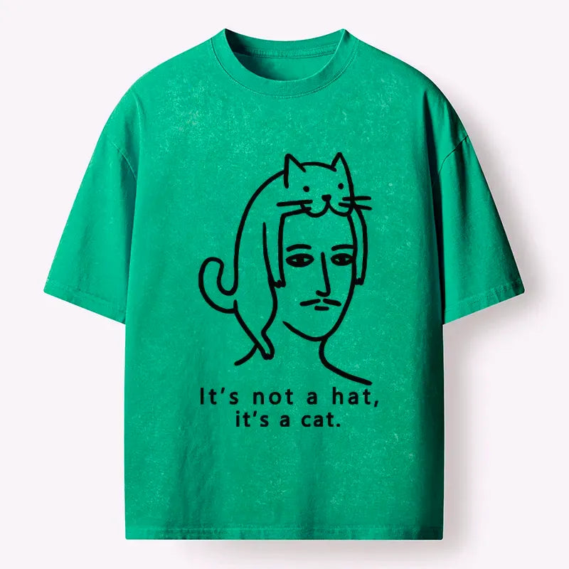 Funny Cat Washed T-Shirt for Streetwear