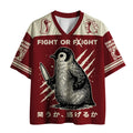 japanese woodblock penguin mesh jersey