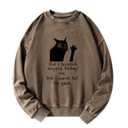 Kyoto-Lion Black Cat Scratches People Washed Sweatshirt