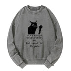 Kyoto-Lion Black Cat Scratches People Washed Sweatshirt