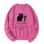 Kyoto-Lion Black Cat Scratches People Washed Sweatshirt