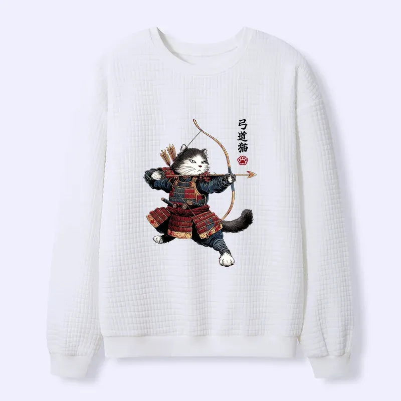 Trendy Samurai Cat Sweatshirt for Daily Wear